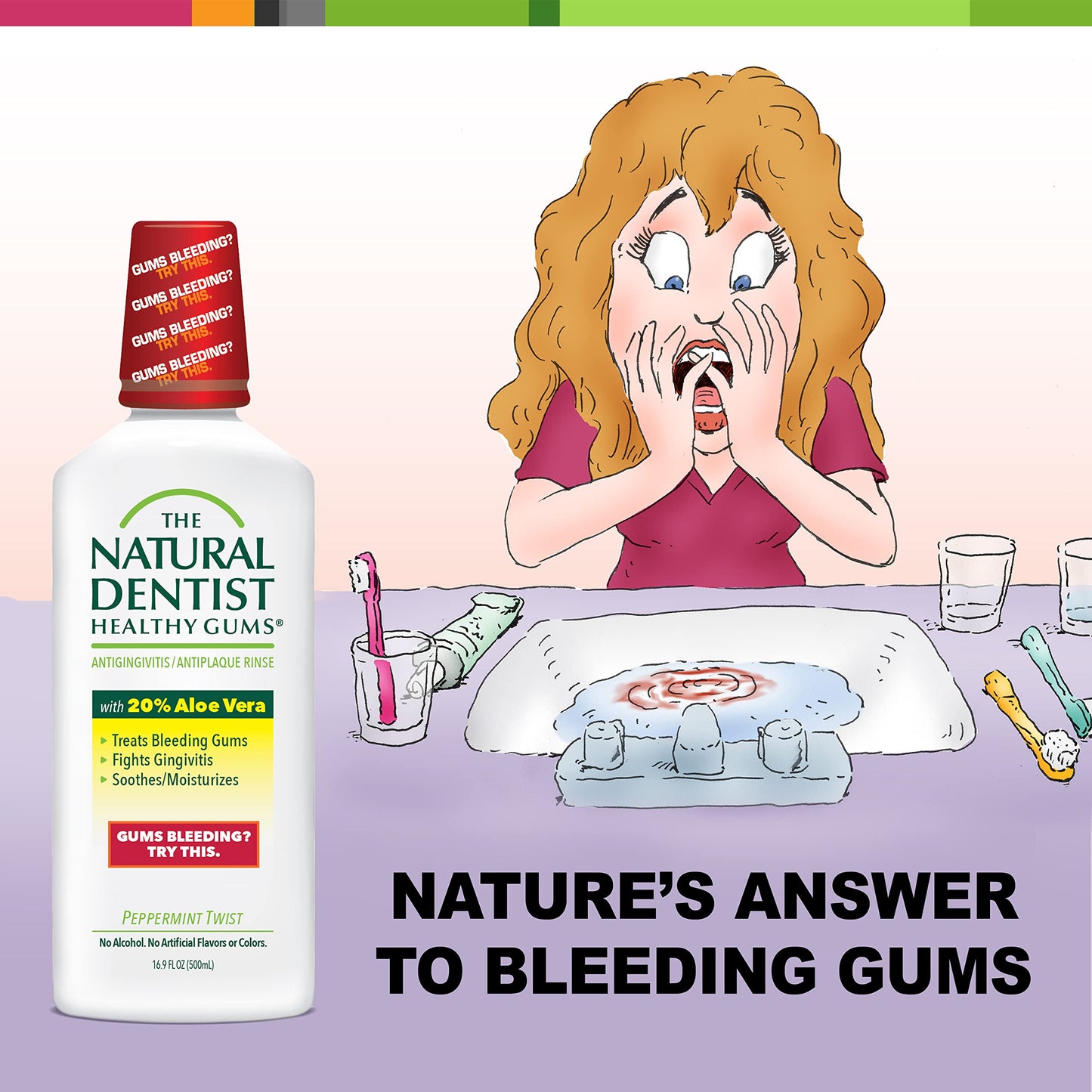 The Natural Dentist Healthy Gums Antigingivitis/Antiplaque Rinse – Aloe Vera, Alcohol-Free, Chemo-Safe, 3x16.9 oz