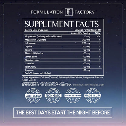 Formulation Factory The Night Before 10-in-1 Sleep Aid – 120 Caps (Melatonin-Free)