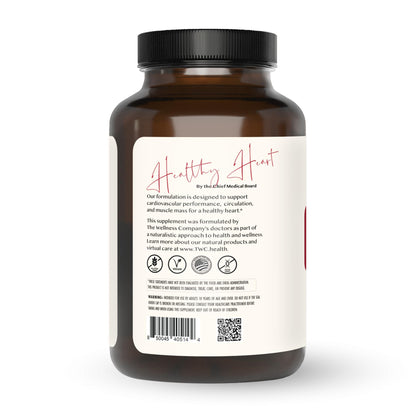 The Wellness Company Healthy Heart - Cardiovascular Strength, Blood Flow, Nitric Oxide Production & Healthy Cholesterol Levels | 120ct (2 Month Supply)
