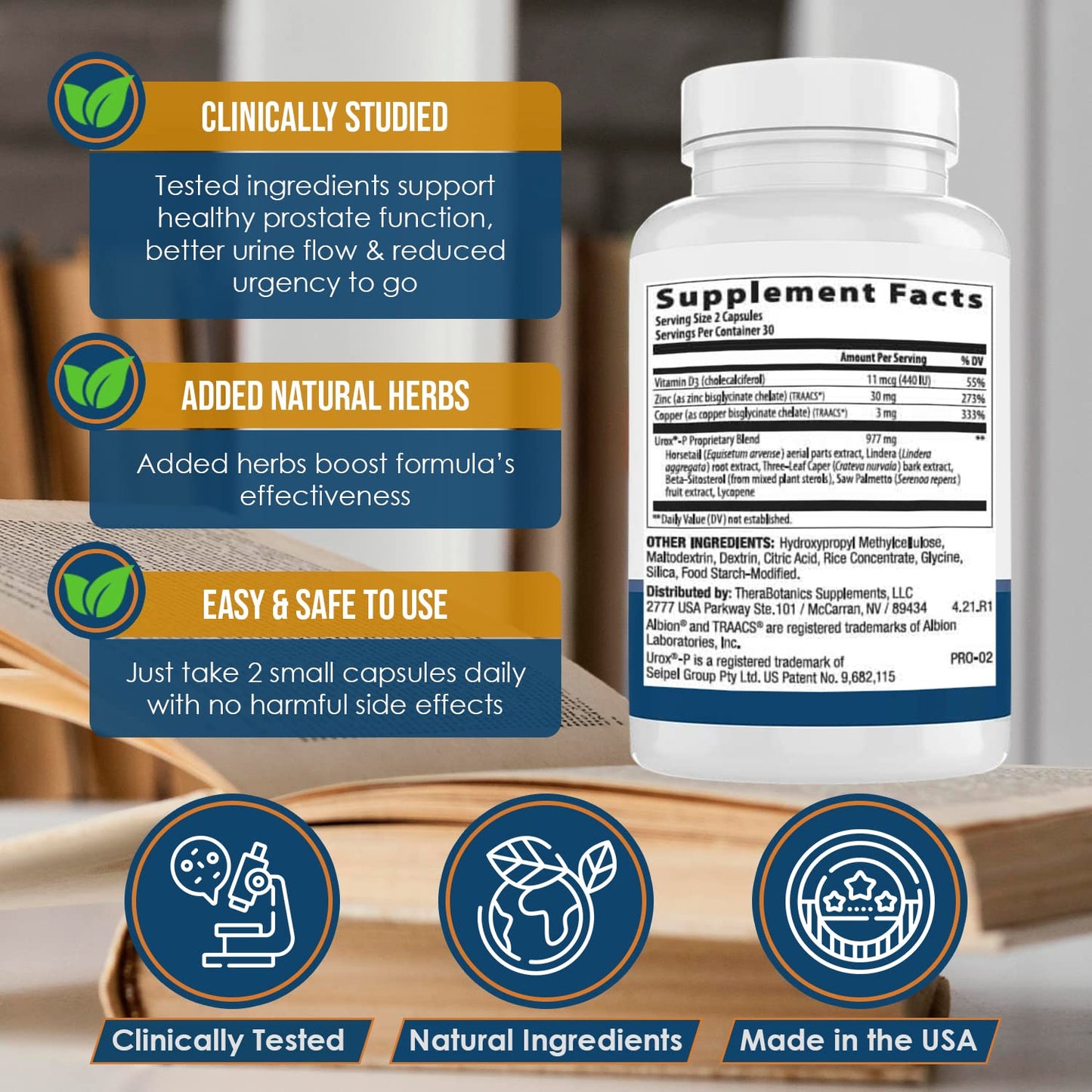 Therabotanics Advanced Men's Prostate Support Plus – Saw Palmetto, Lycopene & Lindera