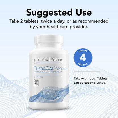 Theralogix TheraCal D2000 — Bone Health Supplement with Calcium, D3, K2 | 360 Tablets, 90-Day Supply, NSF Certified