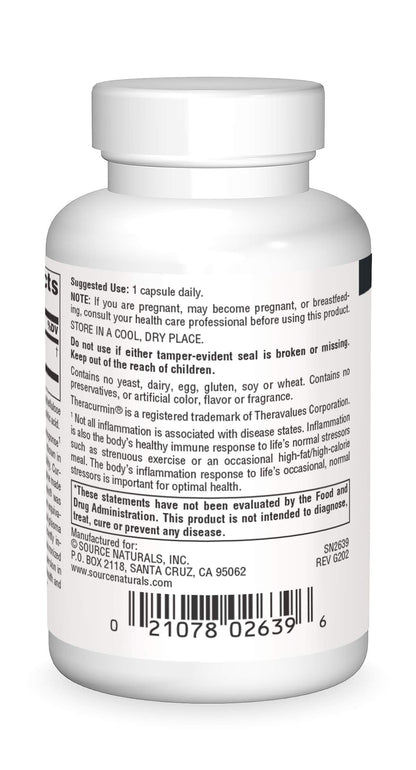 Source Naturals Theracurmin 300 mg - 60 Vegetarian Capsules | Supports Healthy Inflammatory Response*