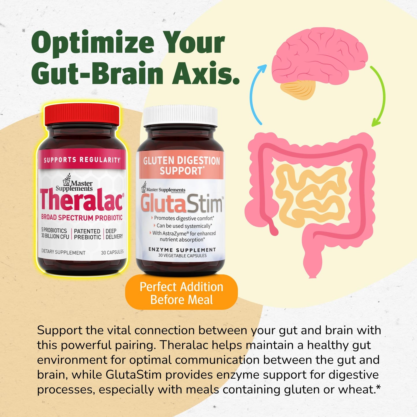 Theralac Master Supplements – 3-Pack Probiotic, 90 Servings, Gluten Free for Gut Health