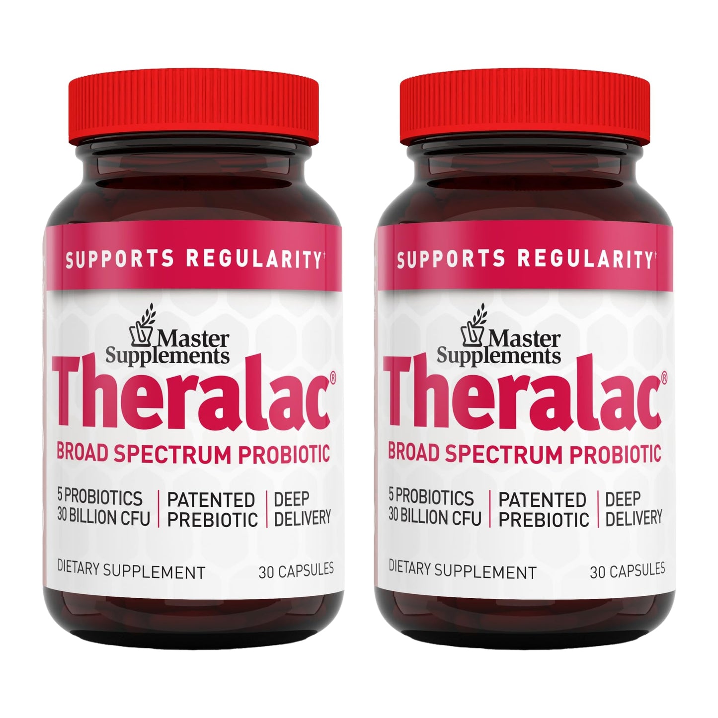 Theralac Master Supplements – 2-Pack Multi-Strain Probiotic for Gut Health, Gluten Free, 60 Servings