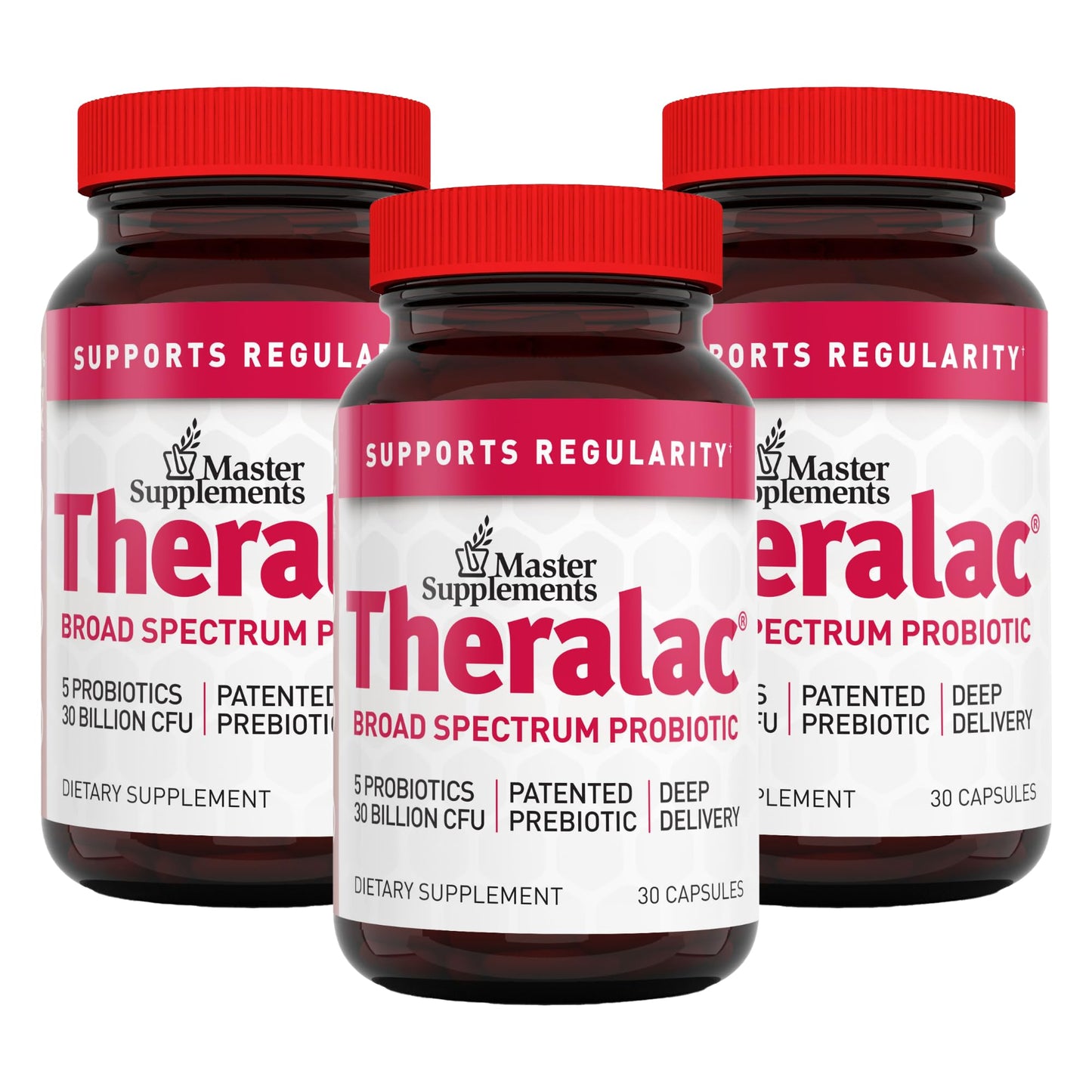Theralac Master Supplements – 3-Pack Probiotic, 90 Servings, Gluten Free for Gut Health