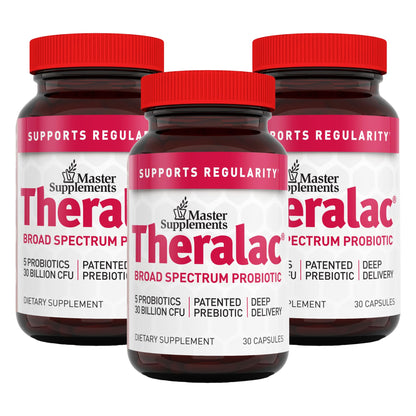 Theralac Master Supplements – 3-Pack Probiotic, 90 Servings, Gluten Free for Gut Health