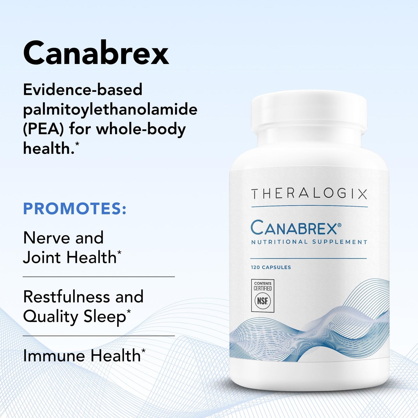 Theralogix Canabrex PEA Supplement – 120 Capsules (60-Day) | Joint Health, Sleep & Immune Support | NSF Certified