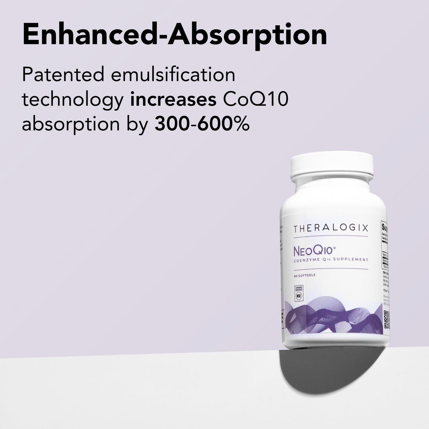 Theralogix NeoQ10 CoQ10 Supplement – Heart Health & Fertility Support | NSF Certified, 90 Softgels