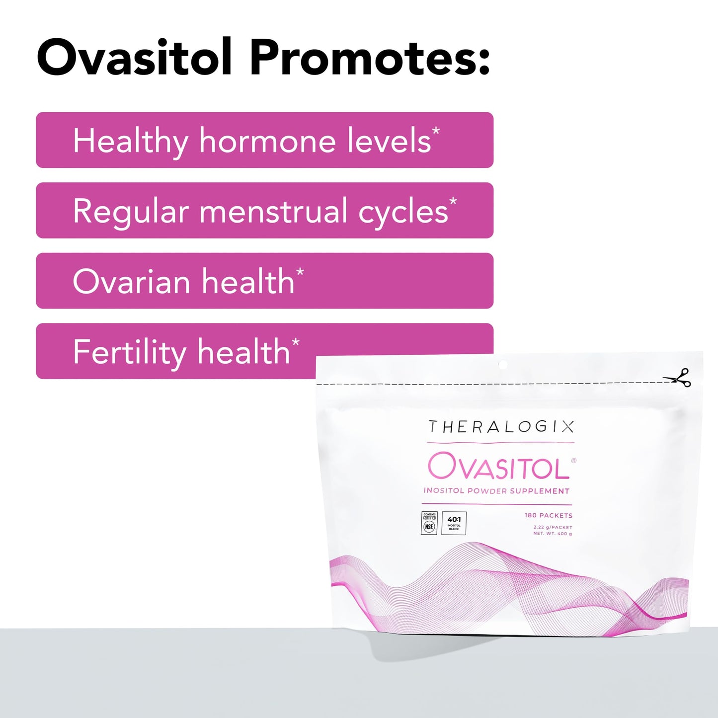 Theralogix Ovasitol Inositol Powder Packets – 90-Day Supply, NSF Certified