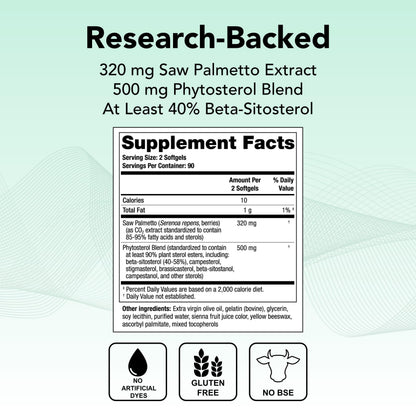 Theralogix Prostate SR Saw Palmetto & Beta-Sitosterol – Urinary Health Support | 180 Softgels (90-Day Supply) | NSF Certified