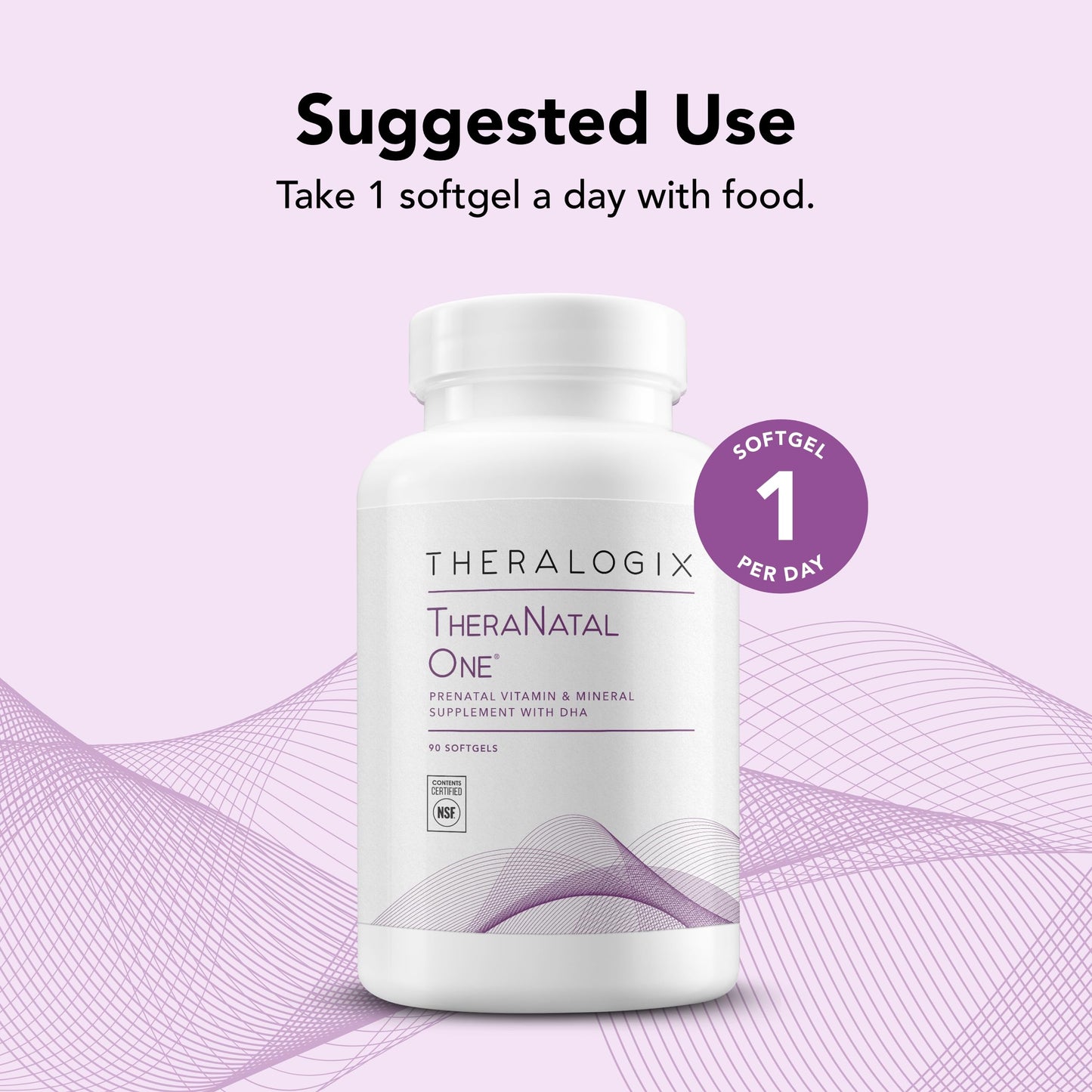 Theralogix TheraNatal One Prenatal Vitamin – 90-Softgel, 90-Day NSF Certified (DHA, D3, Folate, Iron)