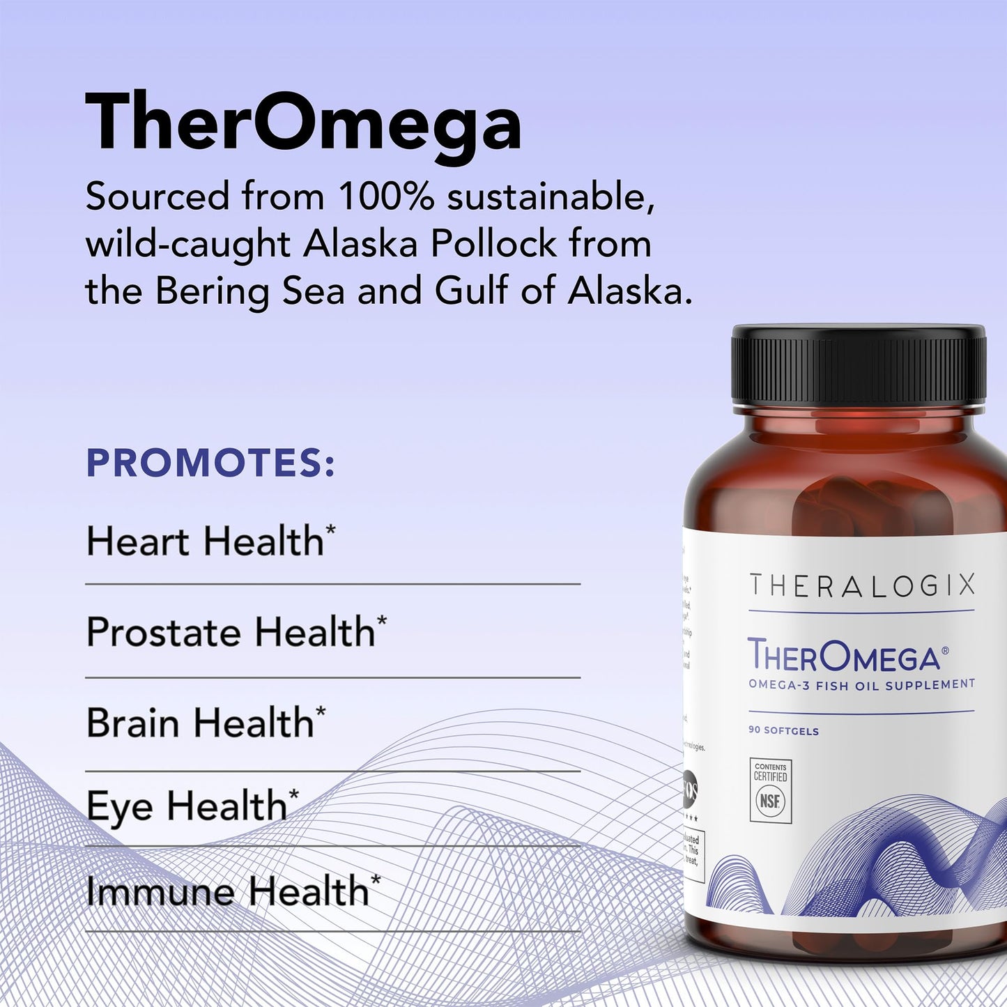 Theralogix TherOmega Omega-3 Fish Oil Supplement – 700 mg DHA & EPA from Wild Alaska Pollock | NSF Certified