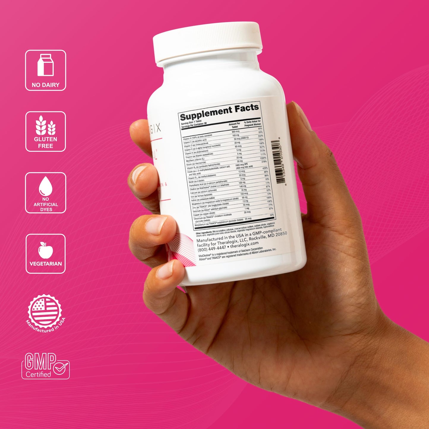 Theralogix TheraNatal Core Preconception Vitamin: 90-Day NSF-Certified Prenatal Support