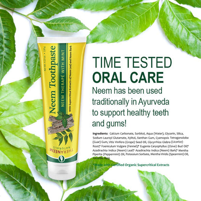 TheraNeem Neem Toothpaste - Herbal, Fluoride-Free (4.23 oz)