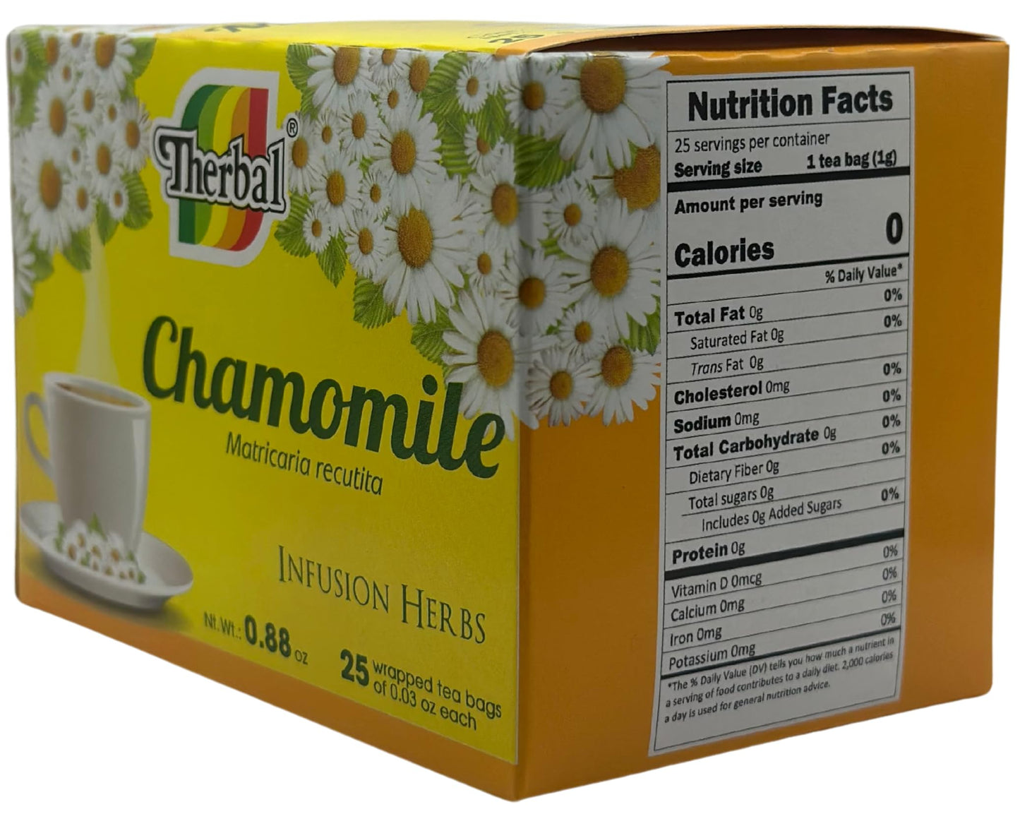 Therbal Chamomile Tea (25 Sachets, 1g Each) - Chamomile Herbal Tea