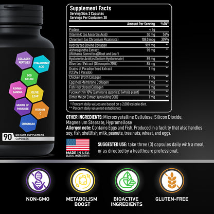 Thermogenic Multi Collagen Burn Capsules – Hydrolyzed Collagen Peptides + Hyaluronic Acid (2-Pack)