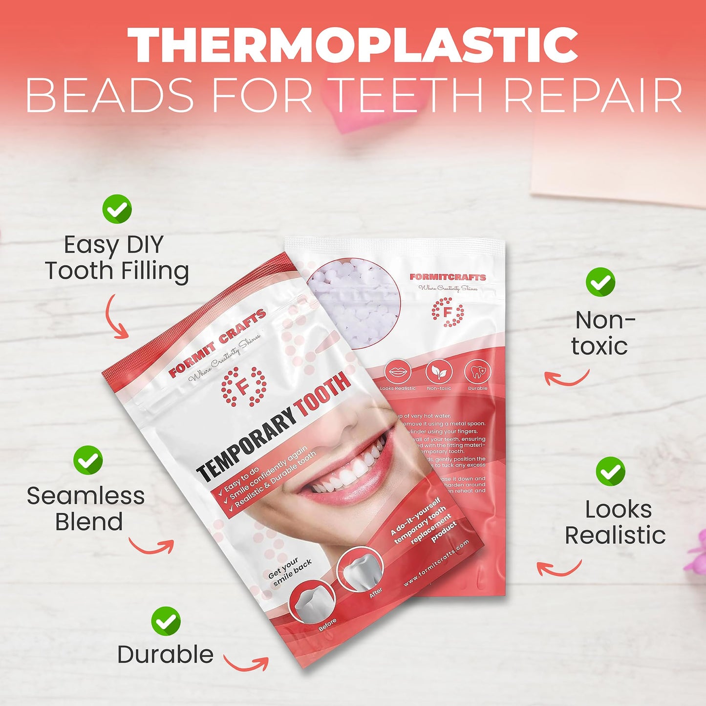 Thermoplastic Beads for Teeth Repair – DIY Tooth Filling (35g)
