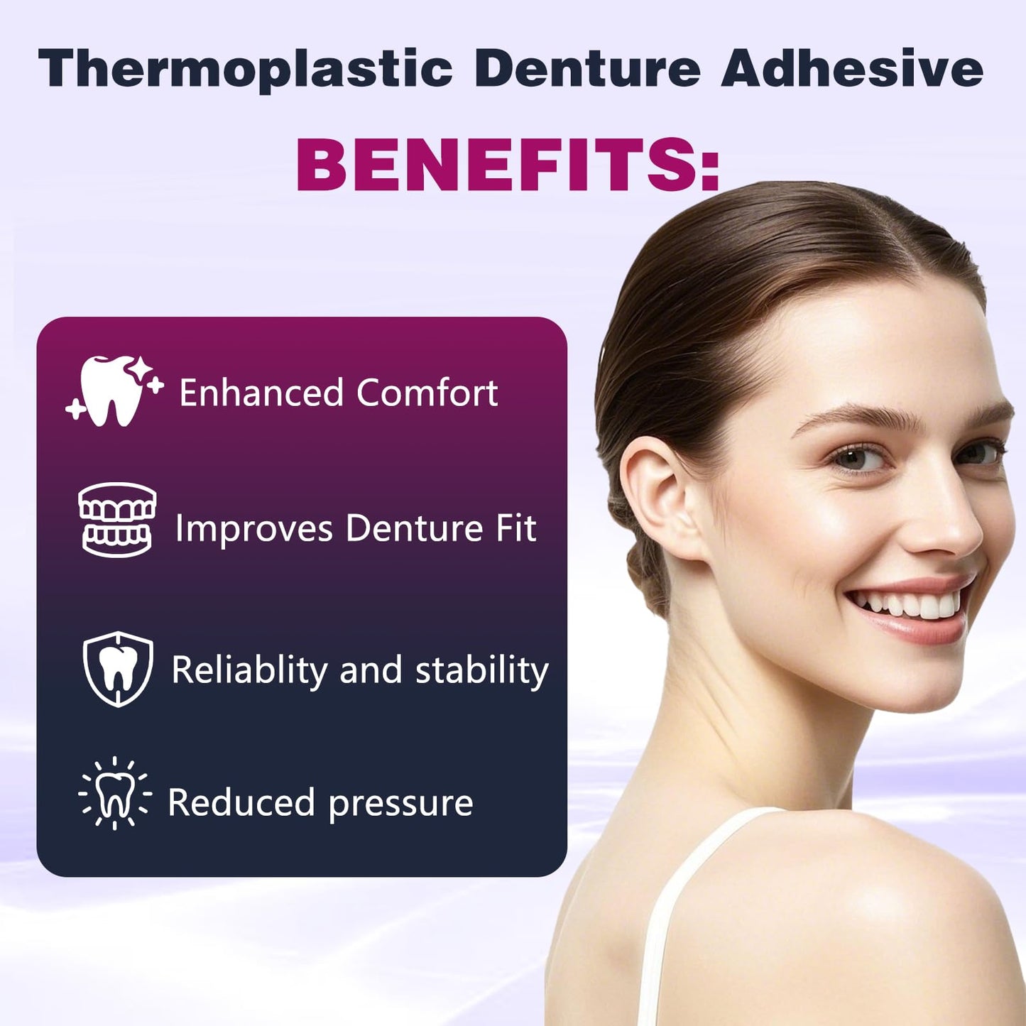 2Pcs Thermoplastic Denture Adhesive – Secure Dentures Up to 4 Days