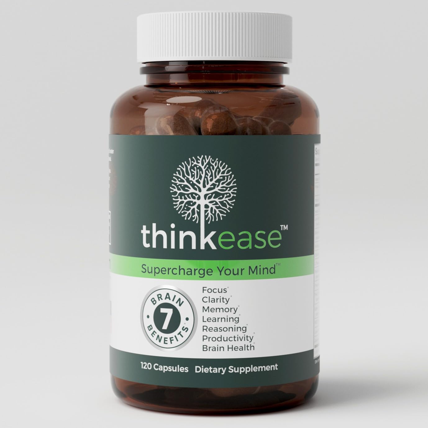 ThinkEase Brain Supplement (120 Capsules) | Memory, Mental Clarity, Focus, Cognitive Performance | Nootropic Supplement with L-Theanine, Acetyl L-Carnitine, Phosphatidylserine, Lion's Mane & More
