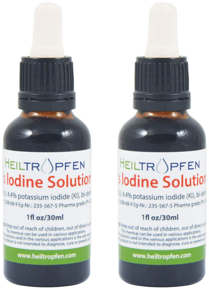 2X Lugol's Iodine Solution – 2x1 fl oz / 2x30 ml | Pharmaceutical Grade | Third-Party Tested | Heiltropfen