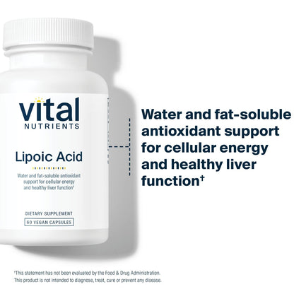 Vital Nutrients Lipoic Acid 300mg | ALA Antioxidant for Metabolism & Energy | 60 Capsules