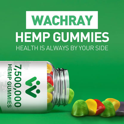 WACHRAY Nutrition: 3 Packs Organic Hemp Gummies – 7.5M High Strength Hemp Oil Infused, 240 Gummies per Bottle