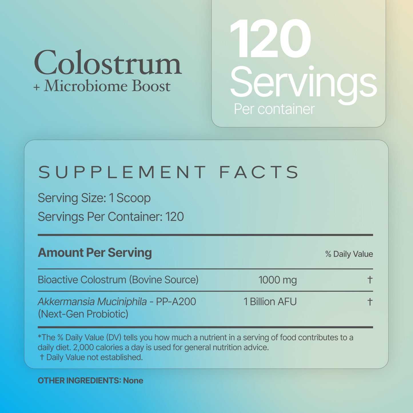 Prime Powders Colostrum Powder with Akkermansia | Grass-Fed Bovine, 1B AFU Probiotic | Gut Support, IgG Rich | 120 Servings