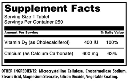 Amazing Formulas Calcium with Vitamin D3 - 250 Count, Non-GMO, Gluten-Free, Made in USA