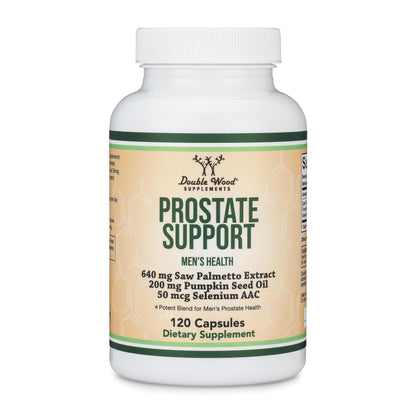 Prostate Support Supplement for Men (120 Capsules) – One Daily Serving | Saw Palmetto, Pumpkin Seed Oil, Selenium | Double Wood