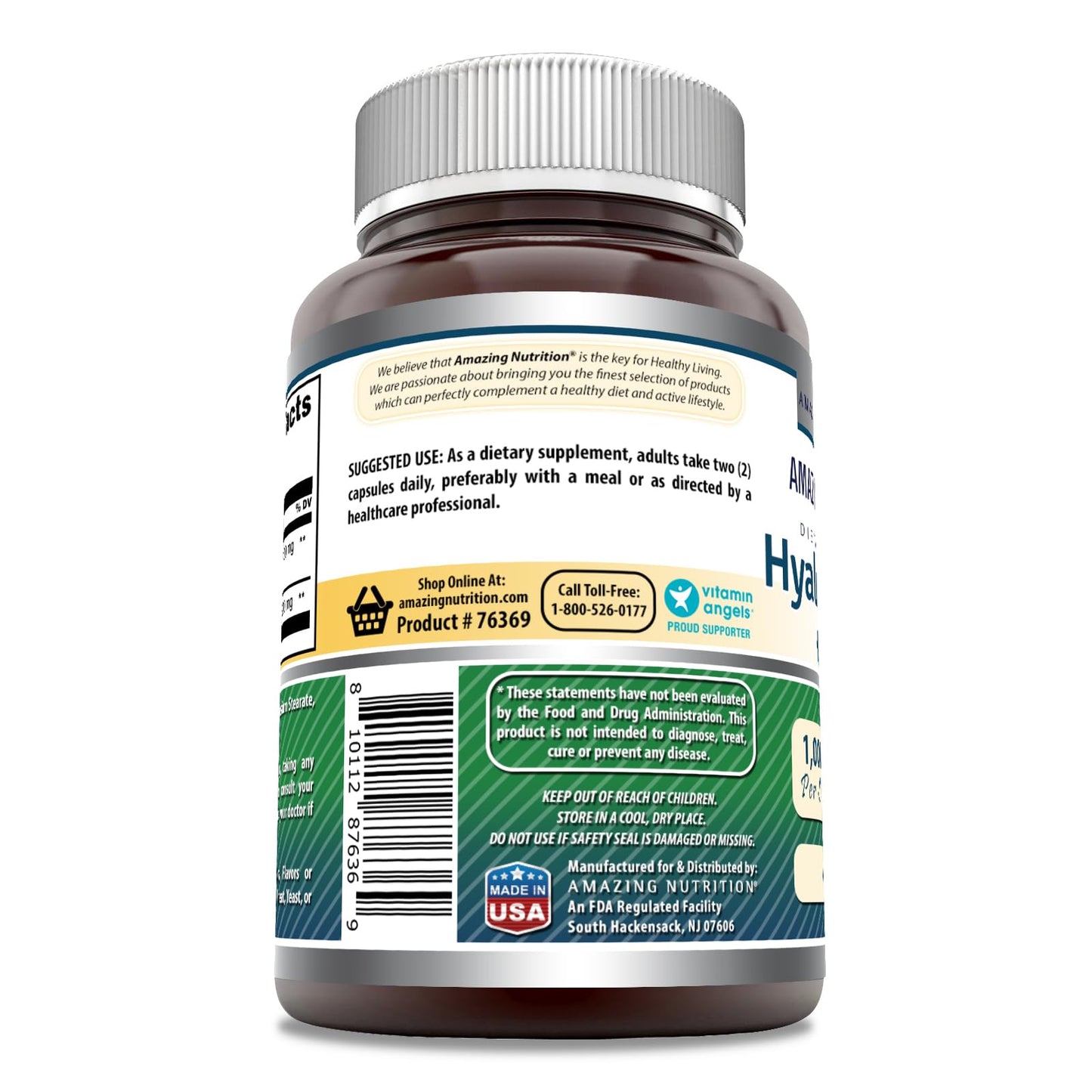 Amazing Formulas Hyaluronic Acid & MSM Supplement | 1000 Mg Per Serving | Capsules | Non-GMO | Gluten Free | Made in USA (60 Count | 1 Pack)