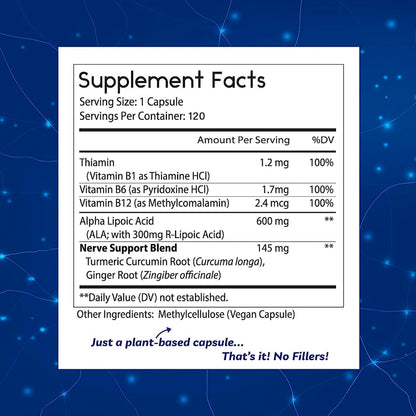 Thomas' All-Natural Remedies Alpha Lipoic Acid 600mg 120 Capsules with B-Vitamins Vegan No Fillers