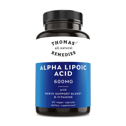 Thomas' All-Natural Remedies Alpha Lipoic Acid 600mg 120 Capsules with B-Vitamins Vegan No Fillers