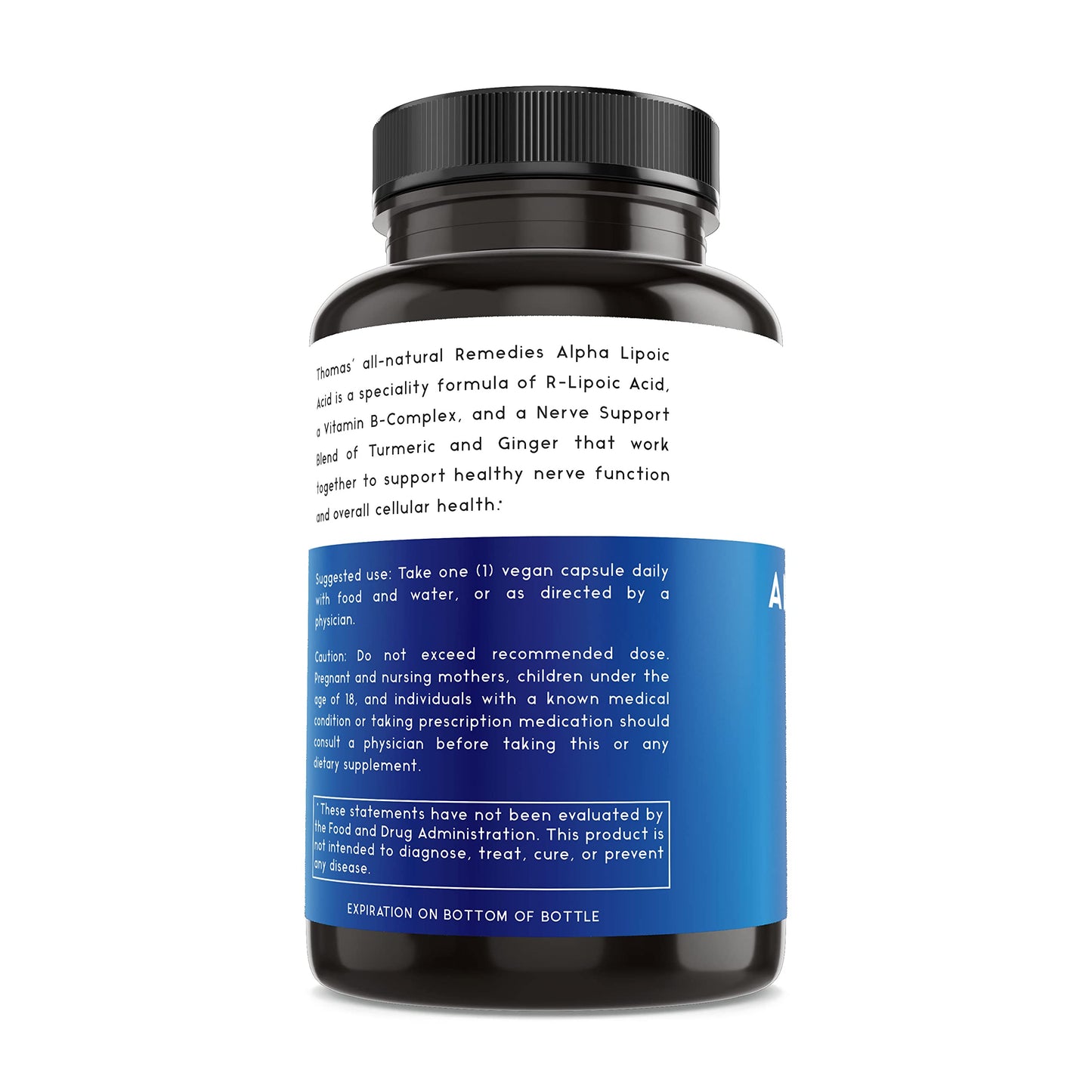 Thomas' All-Natural Remedies Alpha Lipoic Acid 600mg 120 Capsules with B-Vitamins Vegan No Fillers