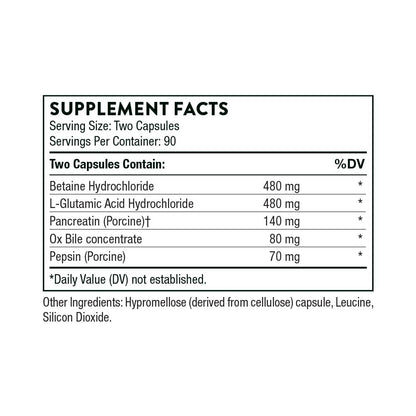 THORNE Advanced Digestive Enzymes – Gut Health Support with Pepsin, Ox Bile & Pancreatin – 90 Servings