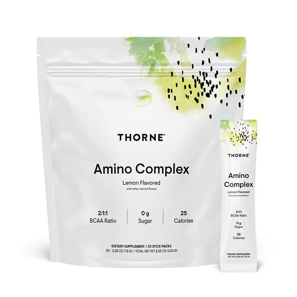 THORNE Amino Complex Lemon – Clinically Validated EAA & BCAA Powder for Pre or Post-Workout | NSF Certified for Sport