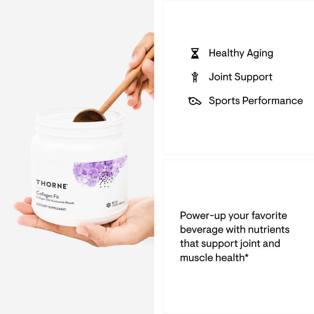 THORNE Collagen Fit – Unflavored Collagen Peptides with Nicotinamide Riboside | 30 Servings, NSF Certified for Sport