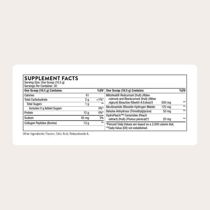 THORNE Collagen Plus – Collagen Peptides with Nicotinamide Riboside for Skin, Hair & Nails – 17.5 oz, 30 Servings
