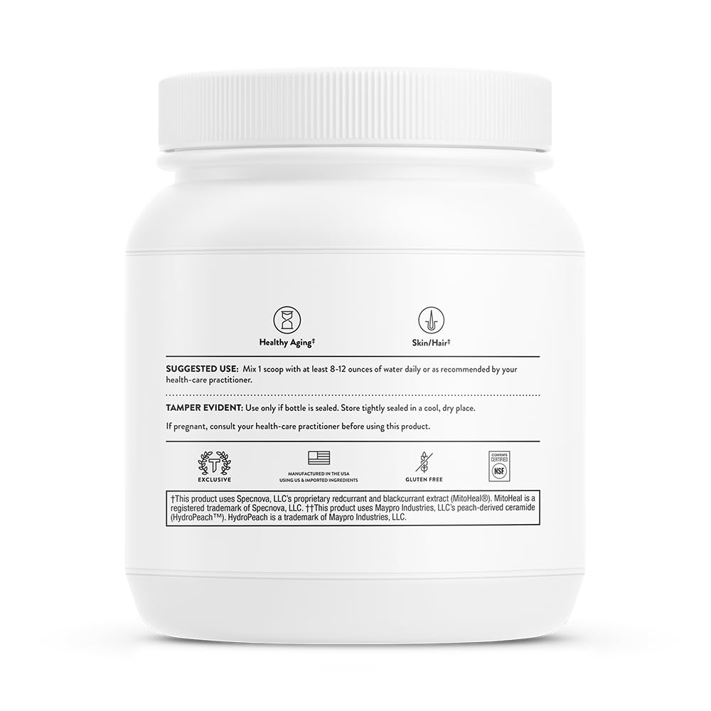 THORNE Collagen Plus – Collagen Peptides with Nicotinamide Riboside for Skin, Hair & Nails – 17.5 oz, 30 Servings