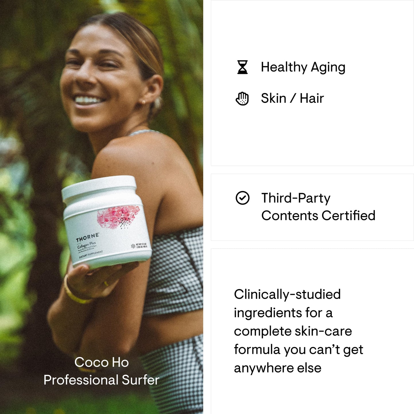 THORNE Collagen Plus – Collagen Peptides with Nicotinamide Riboside for Skin, Hair & Nails – 17.5 oz, 30 Servings