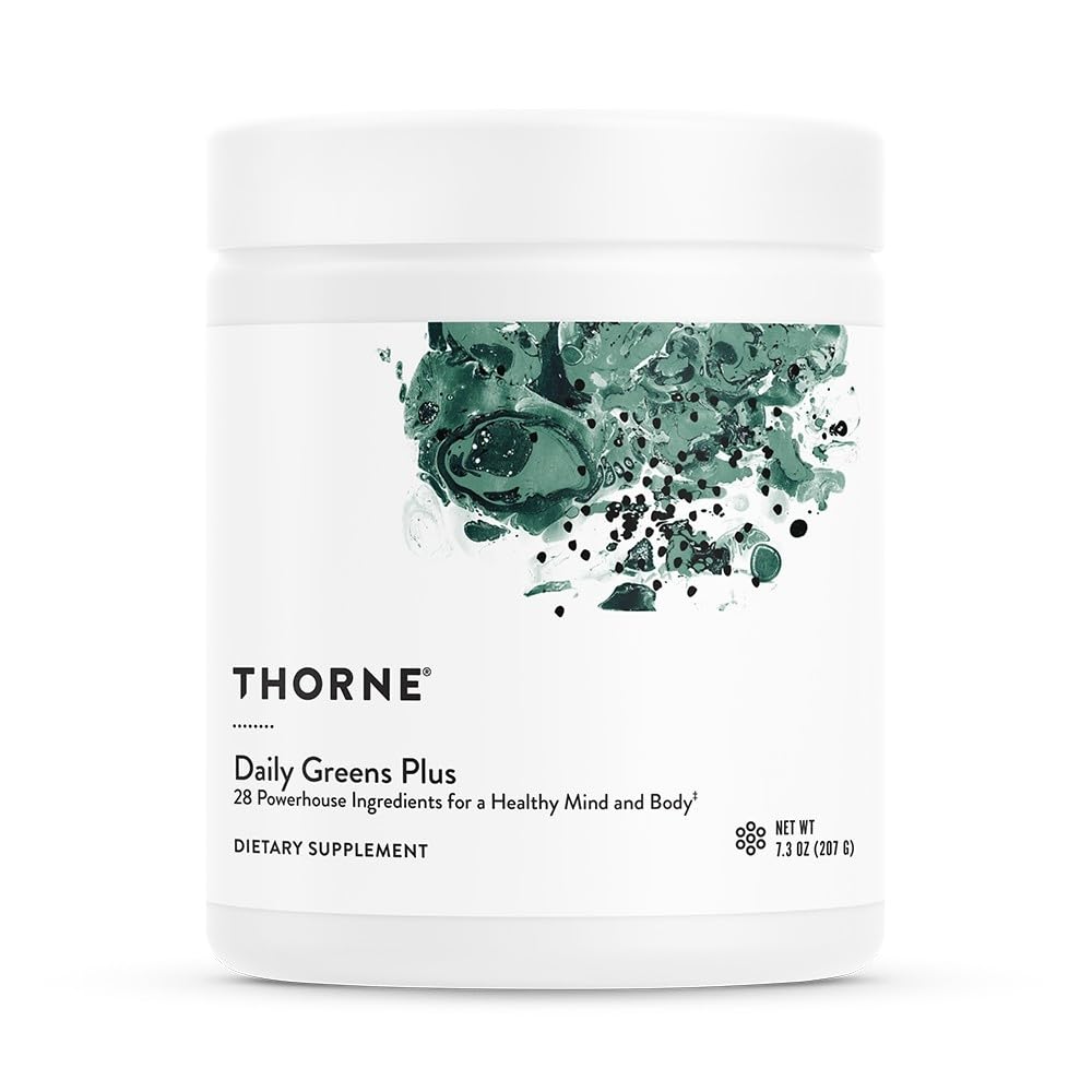THORNE Daily Greens Plus – Comprehensive Greens Powder with Matcha & Adaptogens | Mint, 7.3 oz