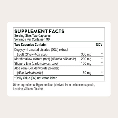 THORNE GI Relief - Digestive Support Supplement with Marshmallow Root, Aloe Vera, DGL & Slippery Elm Bark | 90 Servings
