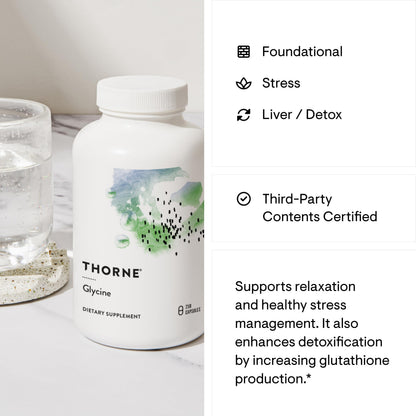 THORNE Glycine 250 Capsules | Relaxation, Detox & Muscle Support