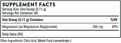 THORNE Magnesium Bisglycinate Powder – 60 Servings, 6.5 oz Jar | Sleep, Metabolism & Heart Health