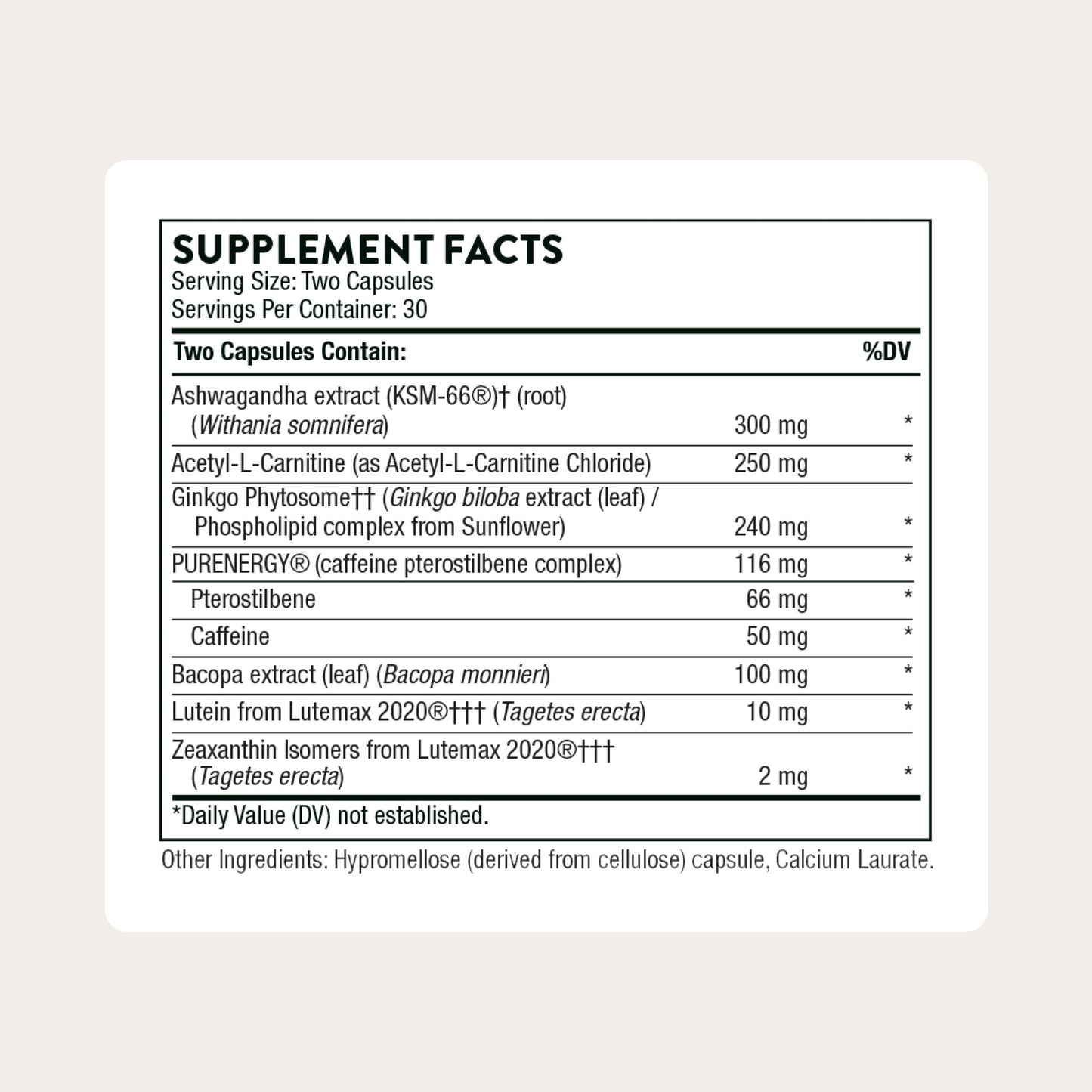 THORNE Memoractiv – Nootropic Brain Support for Focus, Creativity, and Concentration | 60 Capsules