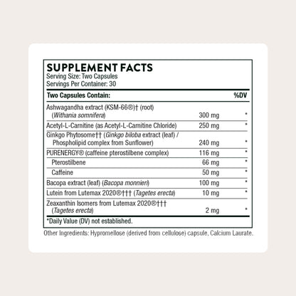 THORNE Memoractiv – Nootropic Brain Support for Focus, Creativity, and Concentration | 60 Capsules