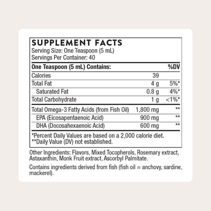 THORNE Omega Superb - Easy Dosing Fish Oil Liquid with EPA & DHA, Lemon Berry, 6.76 fl oz