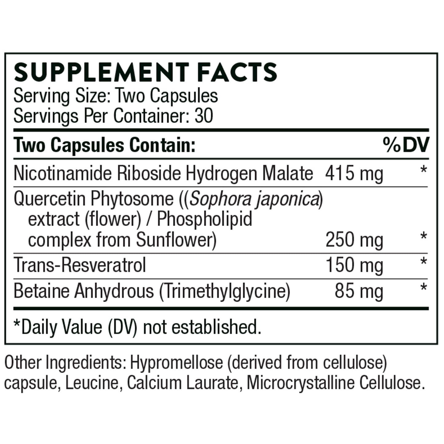 THORNE ResveraCel – Nicotinamide Riboside with Quercetin Phytosome & Resveratrol for Healthy Aging & Cellular Energy (30 Servings)