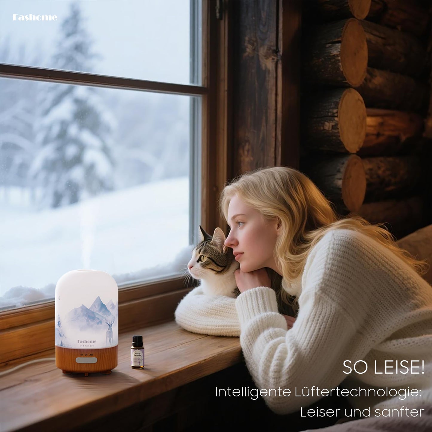 Essential Oil Diffuser Hand Blown Glass 100ml – Auto Shut-Off, Ultrasonic Lavender