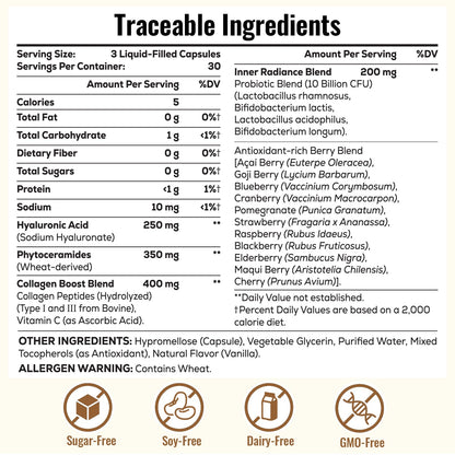 ThrivyThystle 19-in-1 Hyaluronic Acid Capsules – 2 Pack, 1200 mg, Collagen, Vitamin C, Probiotics