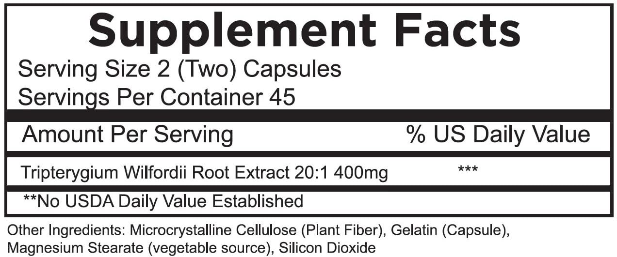 Thunder God Vine Root 20:1 Supplement – 200 mg Tripterygium Wilfordii, 90 Capsules | ThunderGodRoot